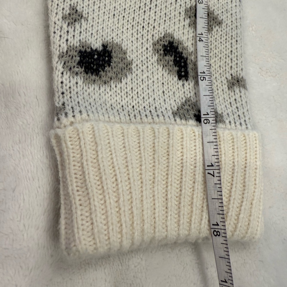 Cloud Chaser leopard print boho sweater cream black gray fringe frayed hems Med - Picture 8 of 10